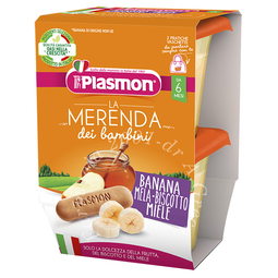 Plasmon la merenda dei bambini merende banana mela biscotto miele asettico 2 x 120 g
