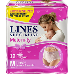Lines specialist maternity mutandina assorbente per perdite post parto misura medium 12 pezzi