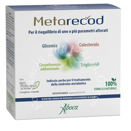 Metarecod 40 bustine da 2,5 g gusto arancia e pesca senza zuccheri aggiunti senza glutine senza lattosio