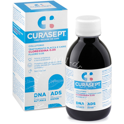 Curasept collutorio trattamento placca e carie clorexidina 0,05% fluoro 0,05% ads + dna 200 ml