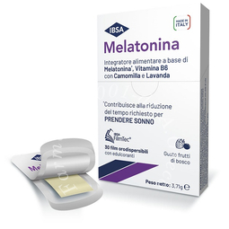 Melatonina ibsa 30 film orodisperdibili senza glutine senza lattosio gusto frutti di bosco con edulcoranti