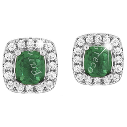 Mj post 495 orecchino definitivo medical jewels pietra quadrata verde