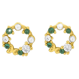 Mj post 503 orecchino definitivo medical jewels cerchio a lobo con perle e zirconi