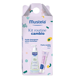 Mustela kit routine cambio 1 fluido detergente senza risciacquo 300 ml + 1 pasta cambio 123 50 ml