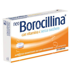 Neoborocillina c 1,2 mg + 70 mg pastiglie con vitamina c senza zucchero 20 pastiglie