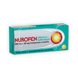 Nurofen influenza e raffreddore 200 mg + 30 mg compresse rivestite  ibuprofene + pseudoefedrina cloridrato 12 compresse rivestite