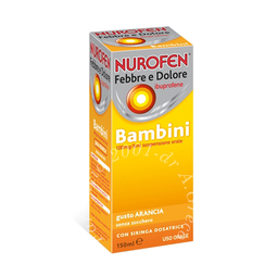Nurofen febbre d bambini 100 mg/5 ml sospensione orale gusto arancia senza zucchero flacone da 150 ml con siringa dosatrice
