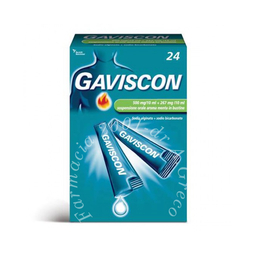 Gaviscon 500 mg/10 ml + 267 mg/10 ml sospensione orale aroma menta 24 bustine monodose da 10 ml