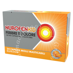 Nurofenkid febbre d 100 mg capsule molli masticabili 24 capsule in blister pvc/pe/pvdc/al
