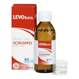 Levotuss 30 mg/5 ml sciroppo  levodropropizina 1 flacone in vetro 200 ml con chiusura a prova di bambino e bicchiere dosatore