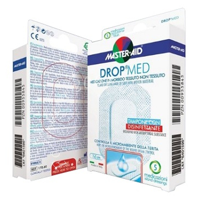 Medicazione compressa autoadesiva dermoattiva ipoallergenica aerata master-aid drop med 10,5x30 3 pezzi