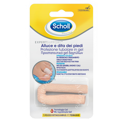 Protezione tubolare in gel scholl expert support per alluce e dita dei piedi 1 pezzo ritagliabile