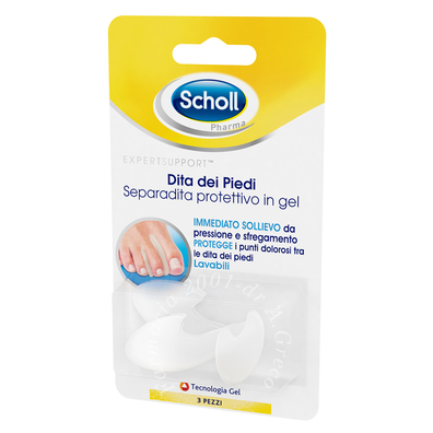 Separadita protettivo in gel scholl expert support per dita dei piedi 3 pezzi