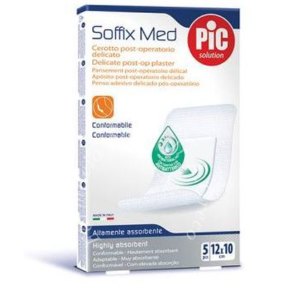 Cerotto pic soffix med in tnt con tampone centrale assorbente sterile monouso 10x12 cm antibatterico 5 pezzi