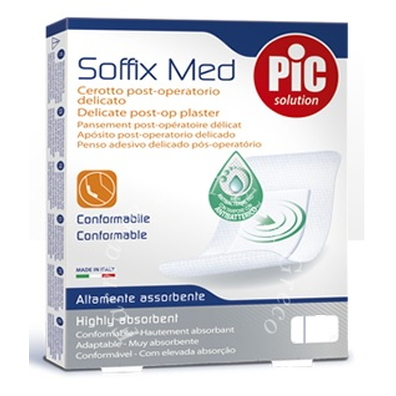 Cerotto pic soffix med in tnt con tampone centrale assorbente sterile monouso 30x10 cm sterili antibatterico 3 pezzi