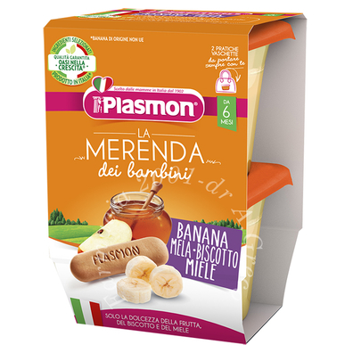 Plasmon la merenda dei bambini merende banana mela biscotto miele asettico 2 x 120 g