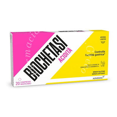 Biochetasi acidita' 20 compresse masticabili aroma limone senza glutine senza lattosio