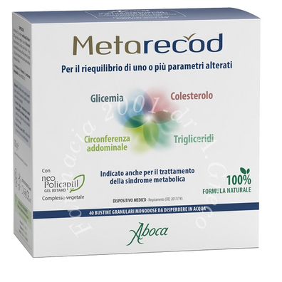 Metarecod 40 bustine da 2,5 g gusto arancia e pesca senza zuccheri aggiunti senza glutine senza lattosio