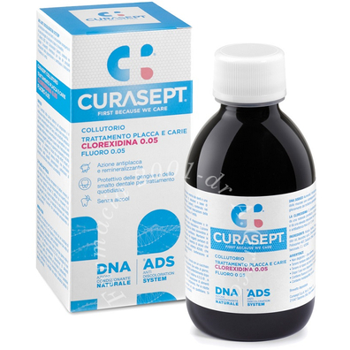 Curasept collutorio trattamento placca e carie clorexidina 0,05% fluoro 0,05% ads + dna 200 ml
