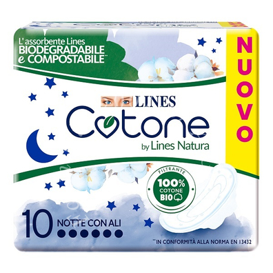 Lines cotone bio ultra notte 10 pezzi