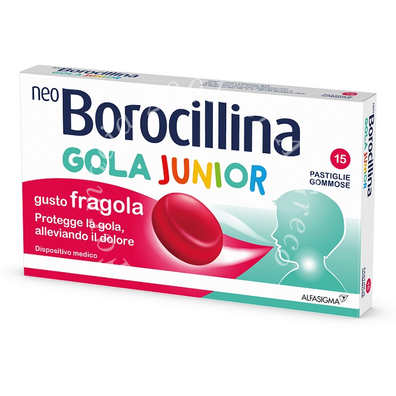 Neoborocillina gola junior 15 pastiglie gusto fragola