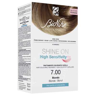 Shine on high sensitivity plus biondo 7,00 rivelatore in crema 75 ml + crema colorante 50 ml