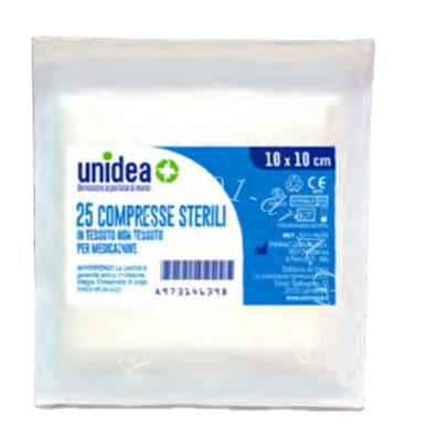 Garza compressa unidea tessuto non tessuto 10x10 cm 25 pez zi