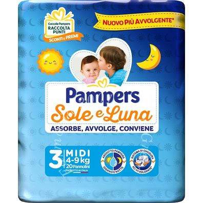 Pampers sole luna mididi 20 pezzi