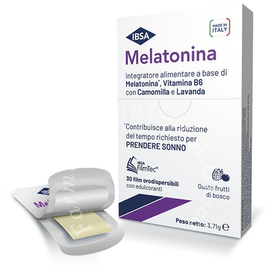 Melatonina ibsa 30 film orodisperdibili senza glutine senza lattosio gusto frutti di bosco con edulcoranti