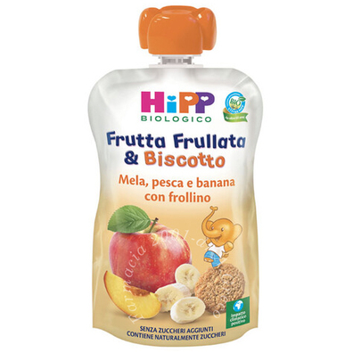 Hipp bio frutta frullata &biscotto mela pesca banana frollino 90 g