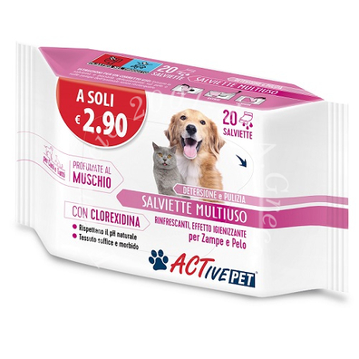 Active pet salviette clx 20 pezzi