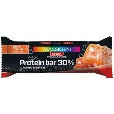 Massigen sport protein barretta 30% caramello salato 50 g