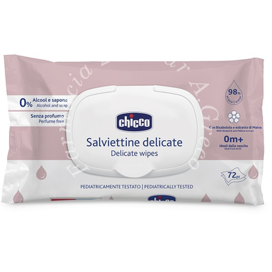 Chicco salviette delicate 72 pezzi plaque