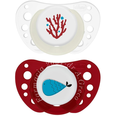 Chicco succhietti air rosso lumi silicone 16-36 mesi 2 pezzi