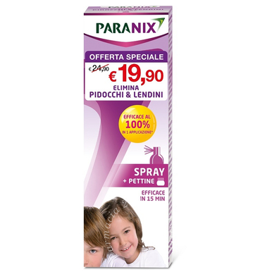 Trattamento spray pidocchi e lendini paranix 100 ml + pettine taglio prezzo