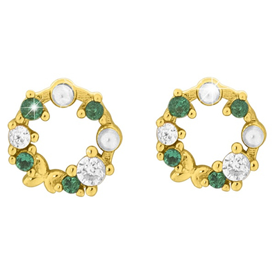 Mj post 503 orecchino definitivo medical jewels cerchio a lobo con perle e zirconi
