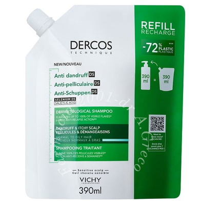 Dercos technique shampoo antiforfora ds grassi refill 390 ml