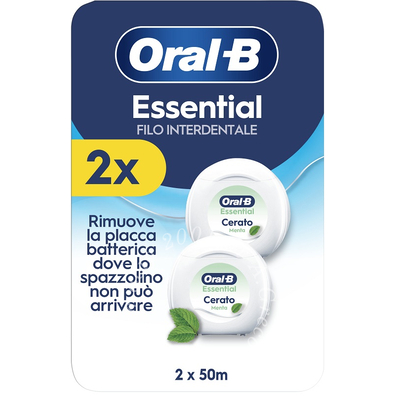 Oral-b essential filo interdentale cerato menta 2 pezzi da 50 m