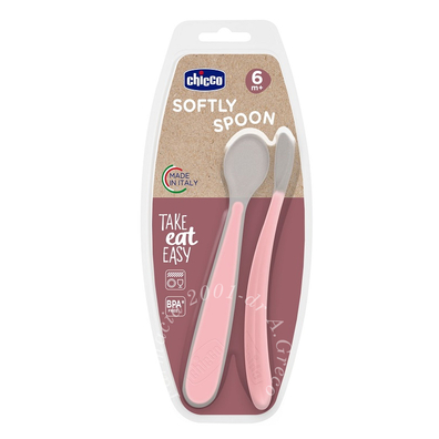 Chicco cucchiaio in silicone doppio rosa 6m+
