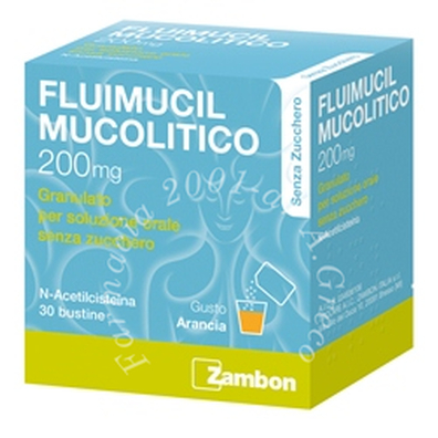 Fluimucil mucol 200 mg granulato per soluzione orale senza zucchero 30 bustine