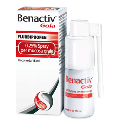 Benactiv gola 0,25% spray per mucosa orale flaconcino 15 ml