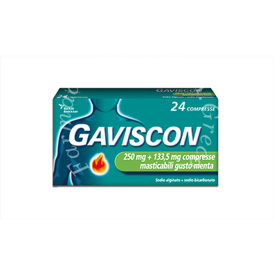 Gaviscon 250 mg + 133,5 mg compresse masticabili gusto menta 24 compresse in blister
