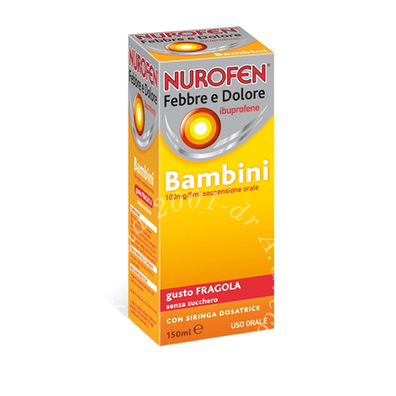 Nurofen febbre d bambini 100 mg/5 ml sospensione orale gusto fragola senza zucchero flacone da 150 ml con siringa dosatrice