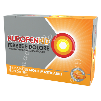 Nurofenkid febbre d 100 mg capsule molli masticabili 24 capsule in blister pvc/pe/pvdc/al