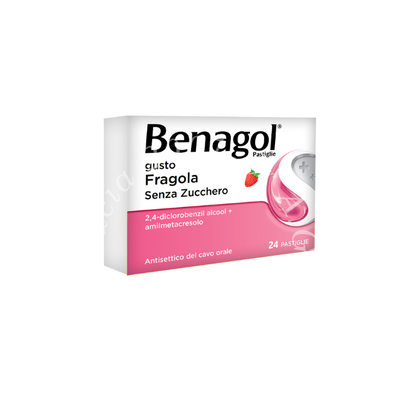 Benagol pastiglie gusto fragola senza zucchero 24 pastiglie