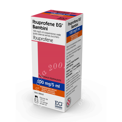 Ibuprofene eg bambini 100 mg/5 ml sospensione orale gusto arancia senza zucchero 1 flacone da 150 ml con siringa dosatrice
