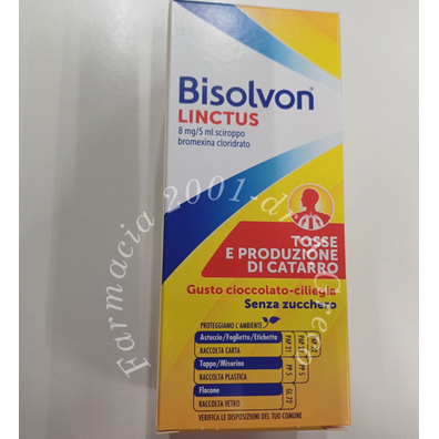 Bisolvon linctus 8 mg/5 ml sciroppo - gusto cioccolato-ciliegia  bromexina cloridrato flacone 200 ml
